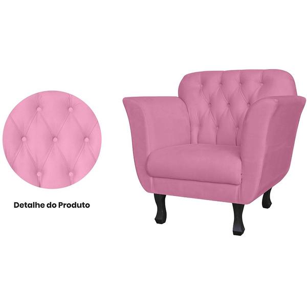 Imagem de Combo 02 Poltronas Decorativas Helena Pés Luís XV Suede Rosa - DS Estofados