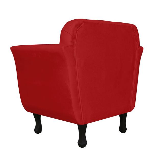 Imagem de Combo 02 Poltronas Decorativas Helena Pés Luís XV Suede Vermelho - DS Estofados