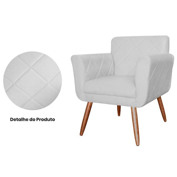 Imagem de Combo 02 Poltronas Decorativas Isabela em Tressê Pés Palito Suede Branco - DS Estofados