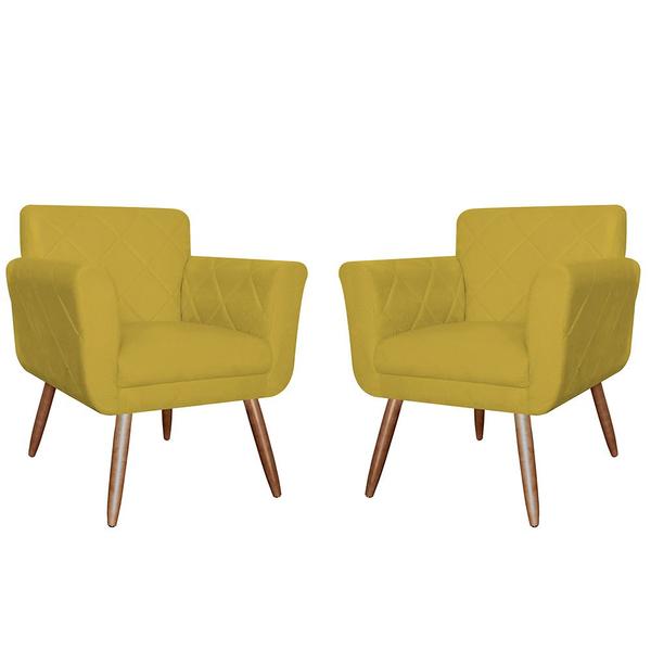 Imagem de Combo 02 Poltronas Decorativas Isabela em Tressê Suede Amarelo - DS Estofados