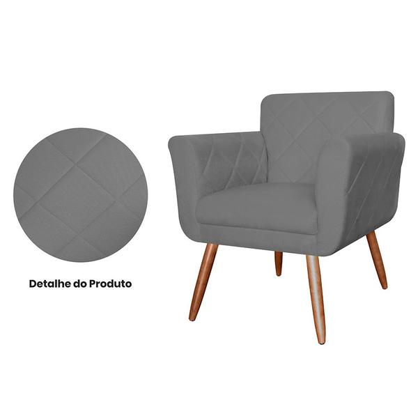 Imagem de Combo 02 Poltronas Decorativas Isabela em Tressê Suede Cinza - DS Estofados