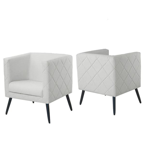 Imagem de Combo 02 Poltronas Decorativas Maisa Pés Palito Suede Branco - Ds Estofados