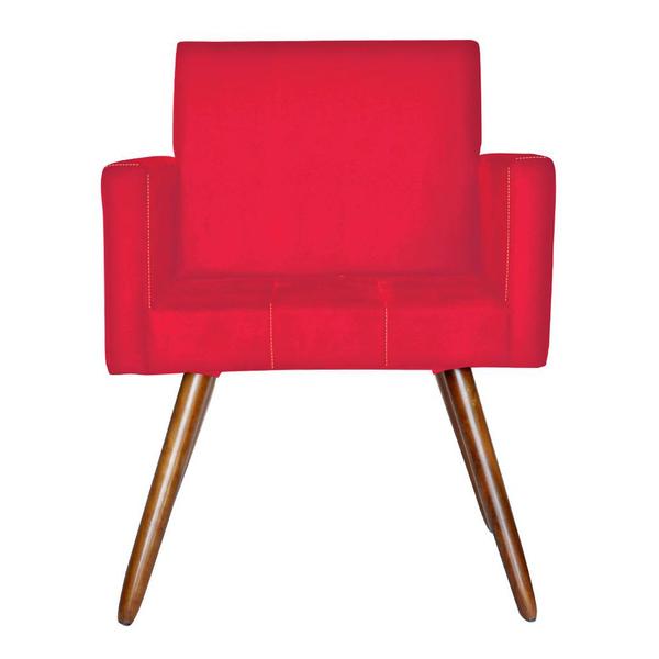 Imagem de Combo 02 Poltronas Decorativas Pés Palito Vitoria Suede Vermelho - DS Estofados