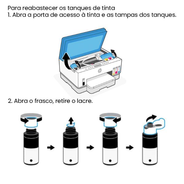 Imagem de Combo 04 Refil de Tinta GT53 Preto GT52 Cores Para tank 600