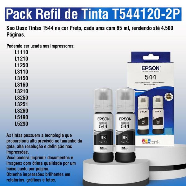 Combo 04 Refil de Tintas Preto T544 Para L3250 - Eps0n Imagem de Combo 04 Refil de Tintas Preto T544 Para L3250