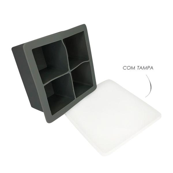 Imagem de Combo 06 Forma Silicone Gelo c/Tampa Papinha 04 Cubo Grande