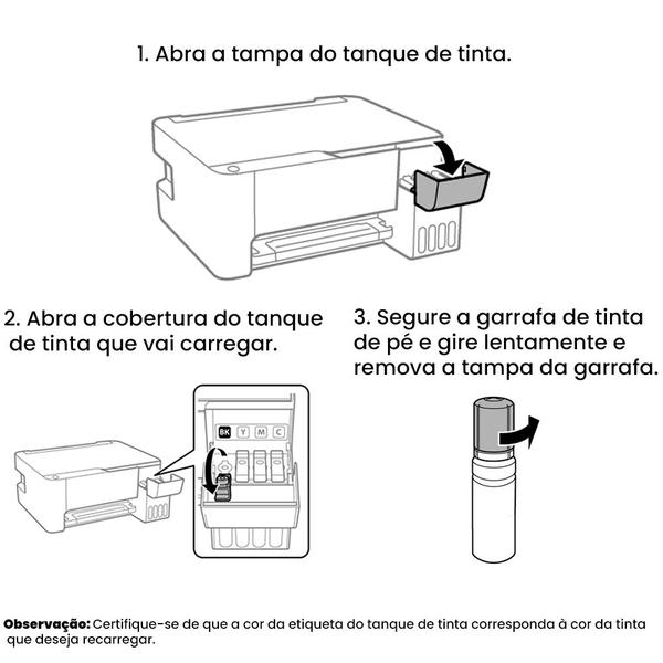 Imagem de Combo 06 Garrafas de Tintas T574 Preto, Ciano, Magenta, Amarelo, Ciano Claro, Magenta Claro Para impressora Jato de Combo 06 Garrafas de Tintas L18050