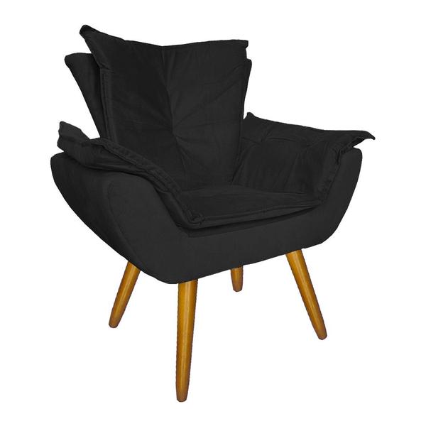 Imagem de Combo 1 Poltrona e 1 Puff Para Recepção Consultório Clínica Apolo Suede Preto - LM DECOR