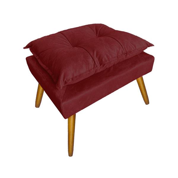 Imagem de Combo 1 Poltrona e 1 Puff Para Recepção Consultório Clínica Apolo Suede Vermelho Bordo - LM DECOR