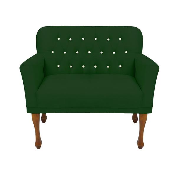 Imagem de Combo 1 Poltrona e Namoradeira Estofada Para Sala de Visitas Anitta Suede Verde DL Decor