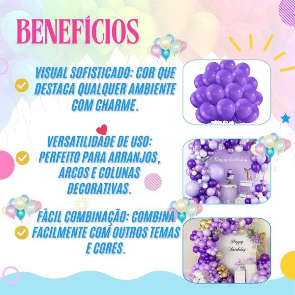 Imagem de Combo 10 Balão Roxo Liso Festa Decoração 7 C/50 FestBall