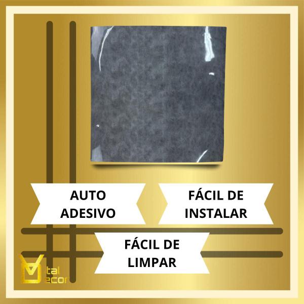 Imagem de Combo 12 placas auto adesivas revestimento de parede 60x60 cm cimento queimado