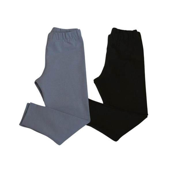 Imagem de Combo 2 Calças Legging Infantil Lisa Escolar Menina Cotton Algodão Tecido Confortável