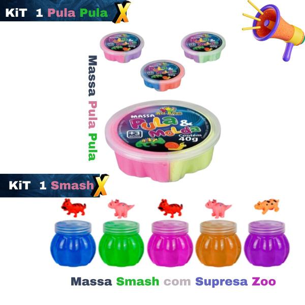 Imagem de Combo 2 Kit Massa Pula e Molda - 1 Pula Pula + 1 Molda Surpresas Zoo