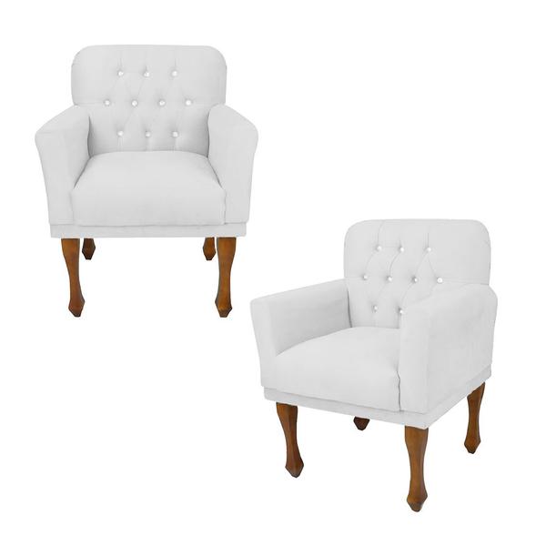 Imagem de Combo 2 Poltrona Cadeira Decorativa Sala de Comercial Anitta Suede Branco DL Decor