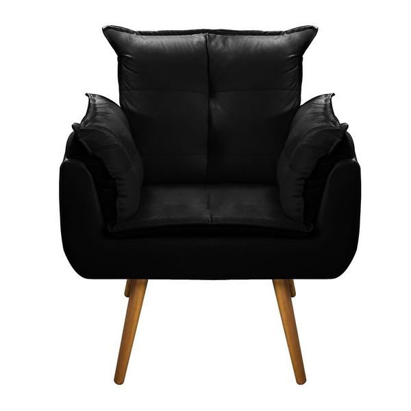 Imagem de Combo 2 Poltronas Cadeira Decorativa Opala Sala Suede Preto