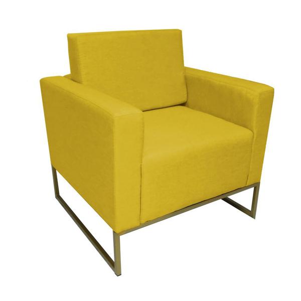 Imagem de Combo 2 Poltronas Decorativa Com Base de Ferro Para Escritório Grazi Corano Amarelo - DL DECOR