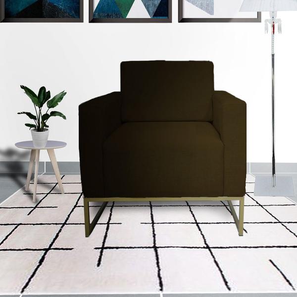 Imagem de Combo 2 Poltronas Decorativa Com Base de Ferro Para Escritório Grazi Corano Marrom - DL DECOR