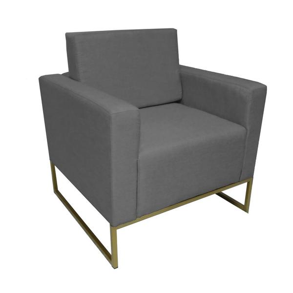 Imagem de Combo 2 Poltronas Decorativa Com Base de Ferro Para Escritório Grazi Suede Cinza - DL DECOR