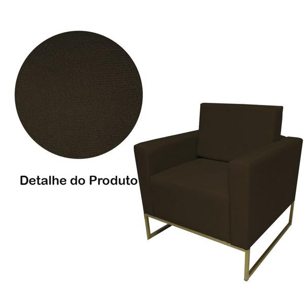 Imagem de Combo 2 Poltronas Decorativa Com Base de Ferro Para Escritório Grazi Suede Marrom - DL DECOR