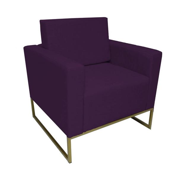 Imagem de Combo 2 Poltronas Decorativa Com Base de Ferro Para Escritório Grazi Suede Roxo - DL DECOR