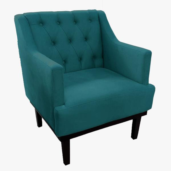 Imagem de Combo 2 Poltronas Decorativa Em Capitonê Para Sala Comercial Aurora Suede Azul Turquesa DL Decor