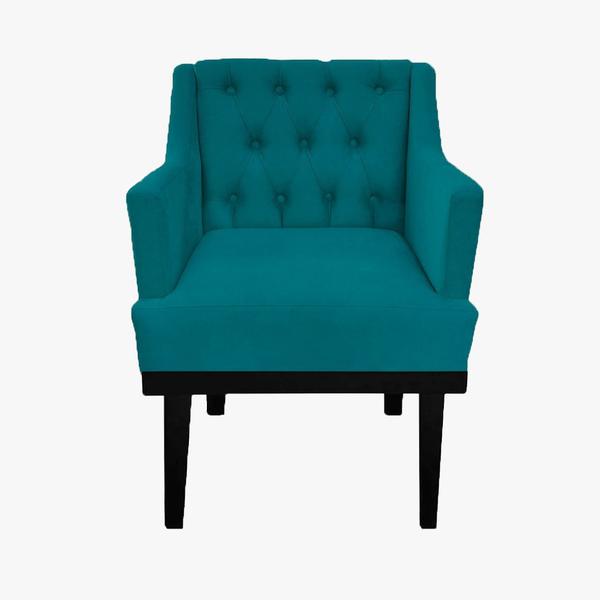 Imagem de Combo 2 Poltronas Decorativa Em Capitonê Para Sala de Recepção Aurora Suede Azul Turquesa DL Decor