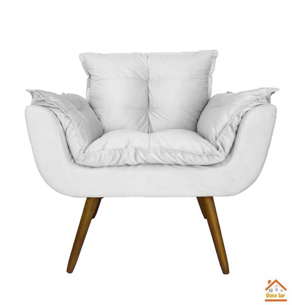 Imagem de Combo 2 Poltronas Decorativa Estofada Para Sala Comercial Opala Suede Branco - DL Decor