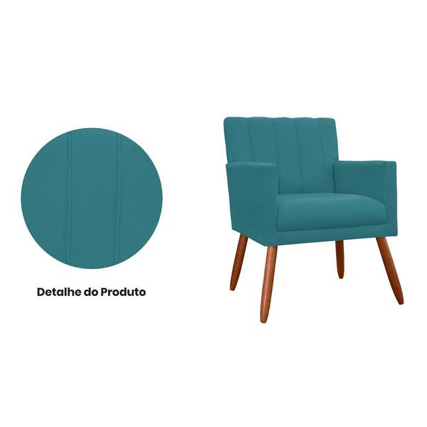 Imagem de Combo 2 Poltronas Decorativa Para Consultório Escritório Cecília Suede Azul Turquesa - INCASA DECOR