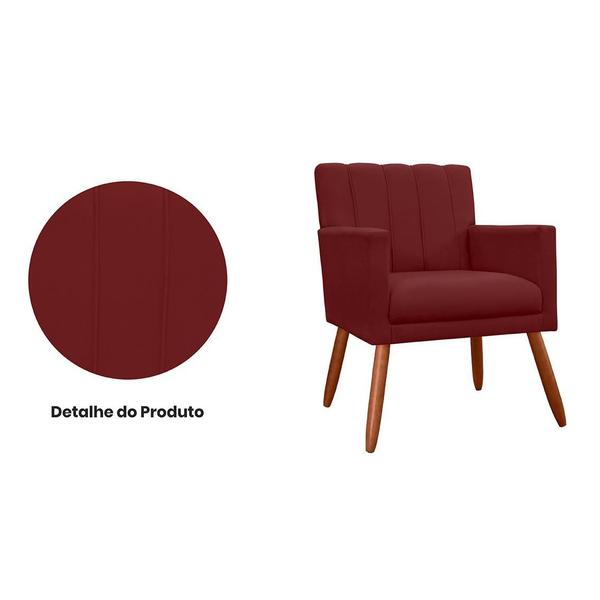 Imagem de Combo 2 Poltronas Decorativa Para Consultório Escritório Cecília Suede Vermelho Bordo -  INCASA DECOR