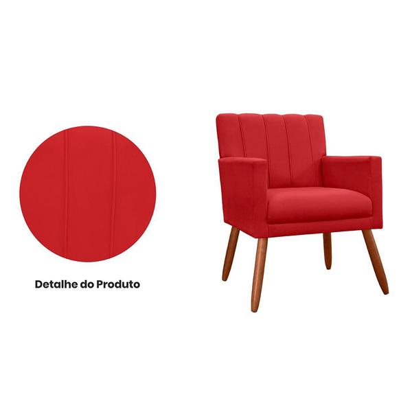 Imagem de Combo 2 Poltronas Decorativa Para Consultório Escritório Cecília Suede Vermelho - INCASA DECOR