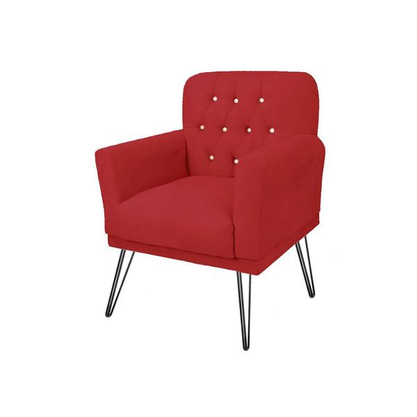 Imagem de Combo 2 Poltronas Decorativa Para Quarto Closet Pés de Ferro Anitta Corano Vermelho - DL Decor