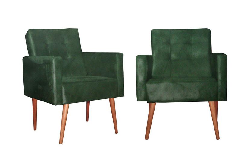 Imagem de Combo 2 Poltronas Decorativas Camila Com Pés Madeira Verde