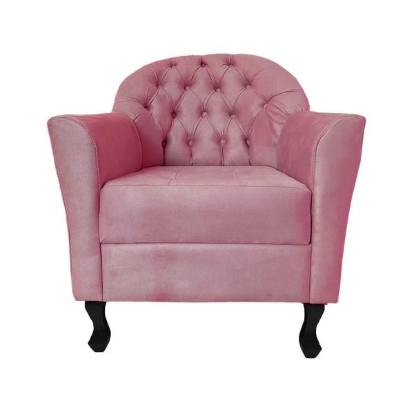 Imagem de Combo 2 Poltronas Decorativas Com Capitone Quarto Closet Júlia Suede Rosa - DL Decor