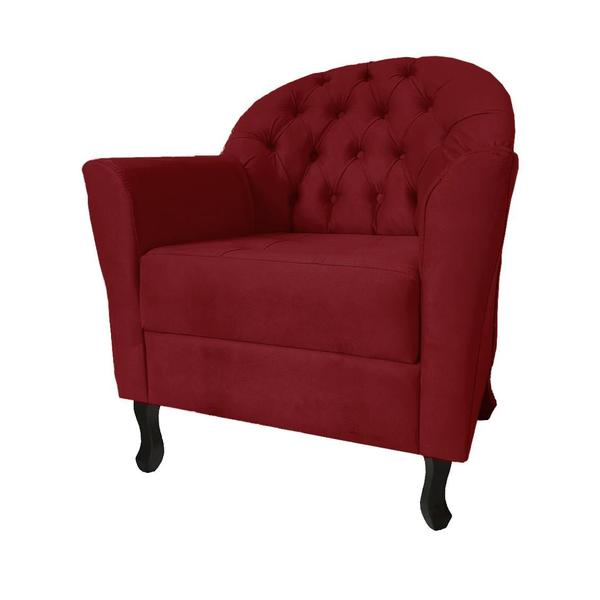 Imagem de Combo 2 Poltronas Decorativas Com Capitone Quarto Closet Júlia Suede Vermelho - DL Decor