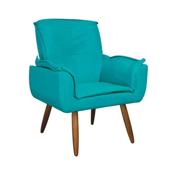 Imagem de Combo 2 Poltronas Estofadas Decorativas Para Escritório Emília Plus Suede Azul Turquesa - DL Decor