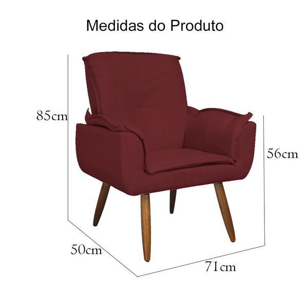 Imagem de Combo 2 Poltronas Estofadas Decorativas Para Escritório Emília Plus Suede Vermelho Bordo - DL Decor