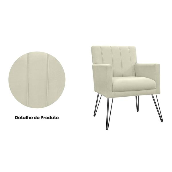 Imagem de Combo 2 Poltronas Estofadas Para Consultório Pés de Ferro Cecília Corano Bege - DL Decor