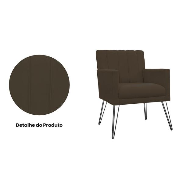 Imagem de Combo 2 Poltronas Estofadas Para Consultório Pés de Ferro Cecília Corano Marrom - INCASA DECOR