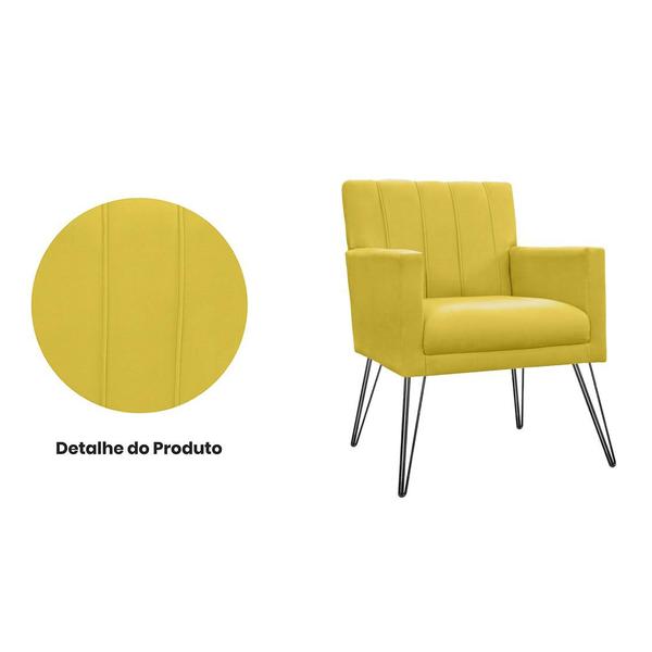 Imagem de Combo 2 Poltronas Estofadas Para Consultório Pés de Ferro Cecília Suede Amarelo - INCASA DECORr