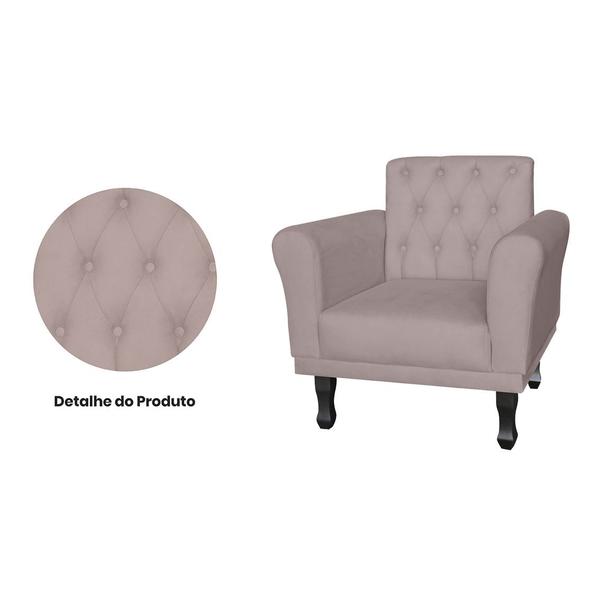 Imagem de Combo 2 Poltronas Estofadas Para Hall de Entrada Classic Suede Rose - DL Decor