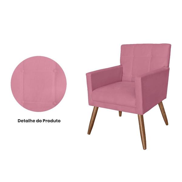 Imagem de Combo 2 Poltronas Estofadas Para Recepção Consultório Onix Suede Rosa Barbie - DL Decor