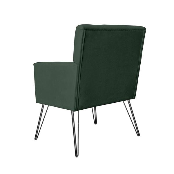 Imagem de Combo 2 Poltronas Estofadas Para Recepção Pés de Ferro Luiza Suede Verde - DL Decor