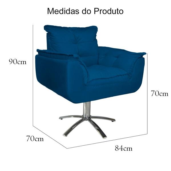 Imagem de Combo 2 Poltronas Para Escritório Com Base Giratória de Metal Opala Suede Azul Royal - LM DECOR