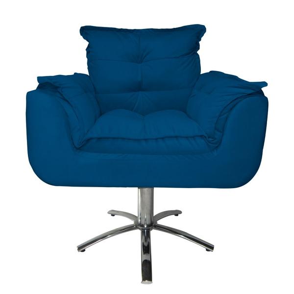 Imagem de Combo 2 Poltronas Para Escritório Com Base Giratória de Metal Opala Suede Azul Royal - LM DECOR