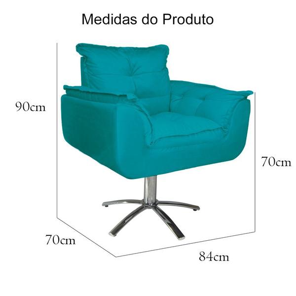 Imagem de Combo 2 Poltronas Para Escritório Com Base Giratória de Metal Opala Suede Azul Turquesa - DL Decor