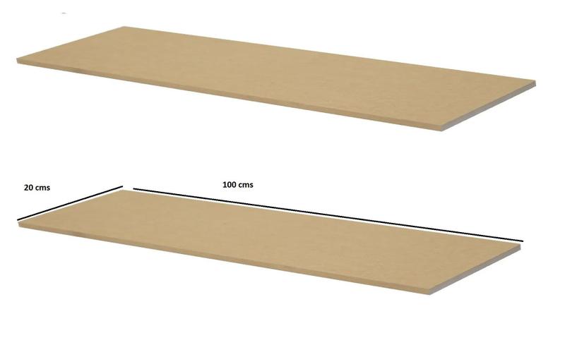 Imagem de Combo 2 Prateleiras Mdf Cru 1000x200mm  Com  Suporte