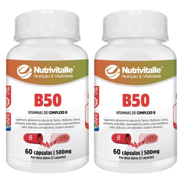 Imagem de Combo 2 Un - B50 Vitaminas do Complexo B + Minerais 60 Cápsulas 500mg Nutrivitall