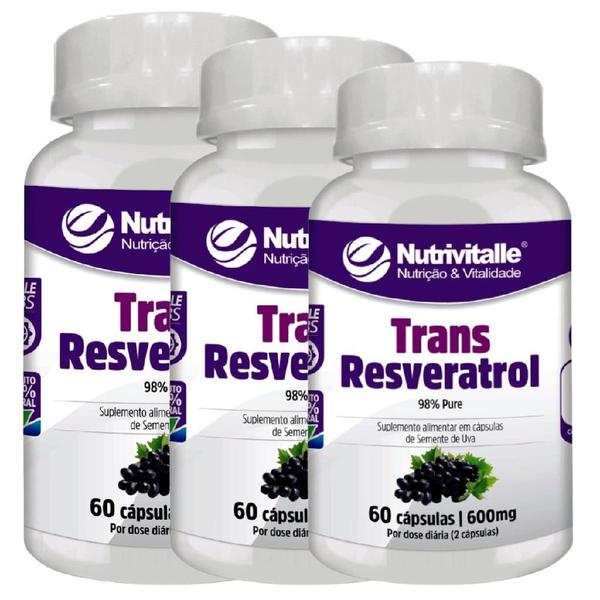 Imagem de Combo 2 Un Trans Reveratrol 98% Pure 600mg 60 Cápsulas Nutrivitalle