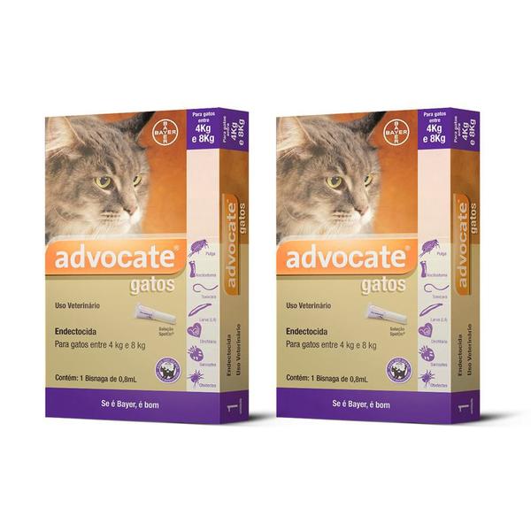 Imagem de Combo 2 unidades Advocate Antipulgas para Gatos de 4 kg a 8 kg - 0,8 ml